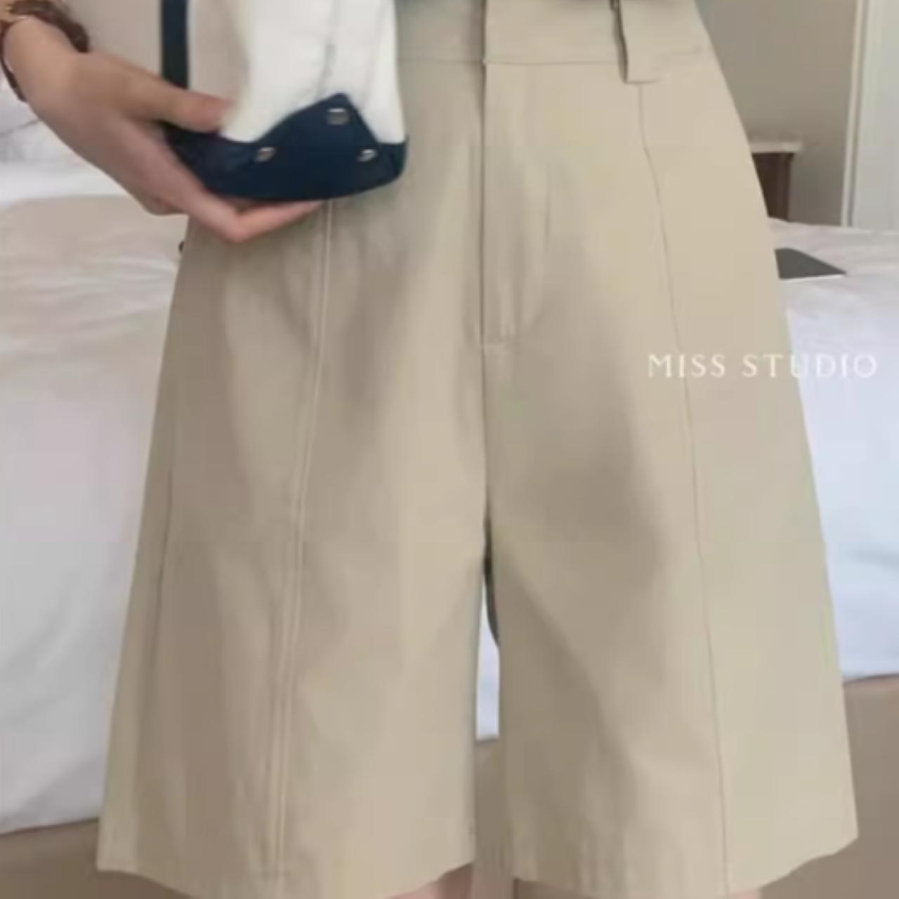 骨格ウェーブ ハイウエスト カジュアルルーズショートパンツ